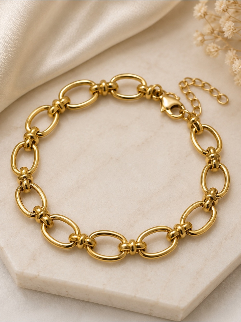 Gold Plated Link Chain Bracelet - Women Jewelry